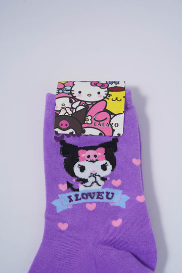 Cute Purple Sock with Kuromi Design