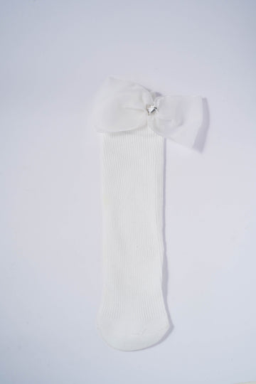Elegant White Socks with Organza Bows