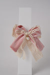 Velvet Alligator Clip with Lace Bow & Pearl Elegant Hair Accessory for Girls