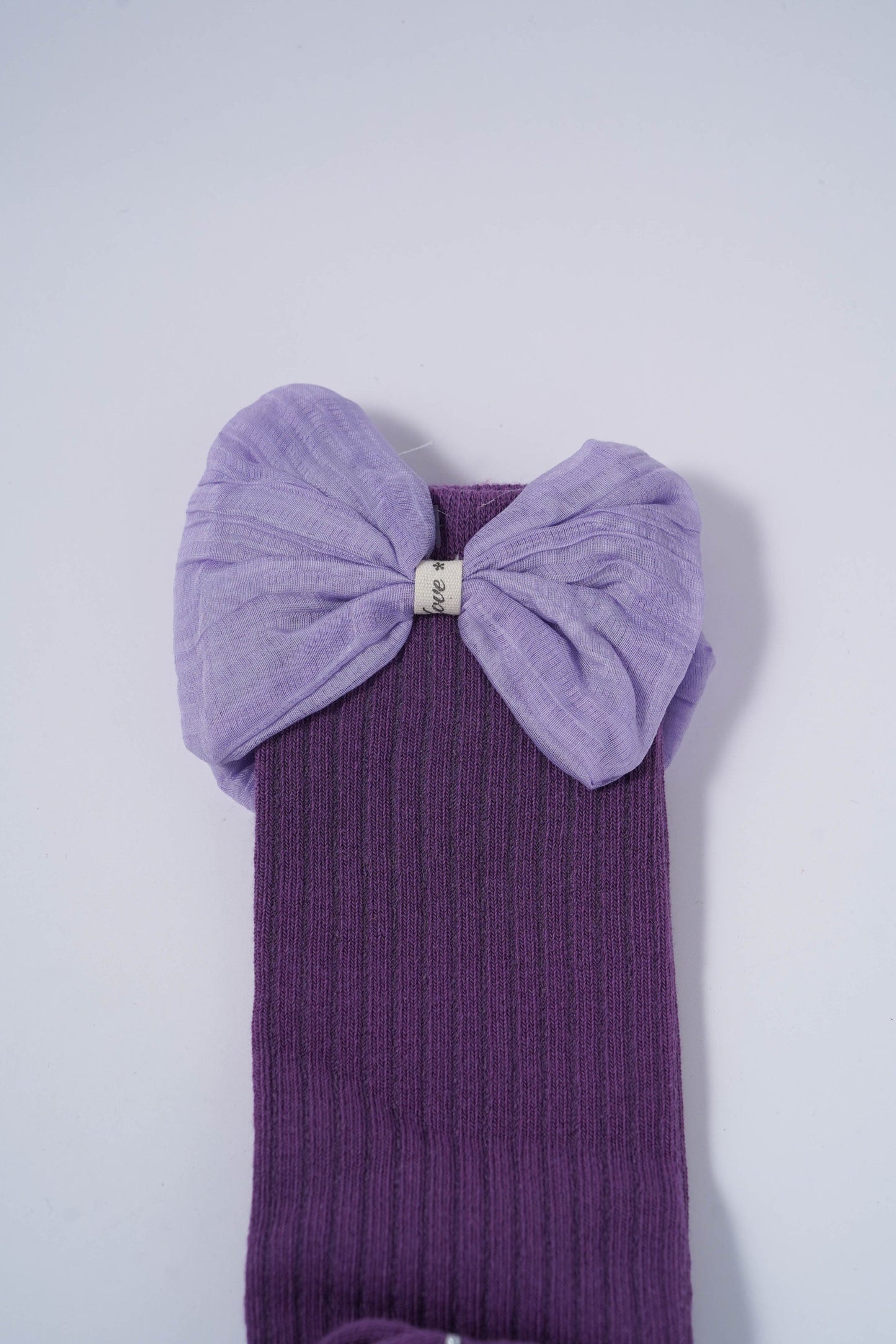 Soft Ribbed Cotton Socks with Bow