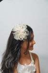 Elegant Tulle Hair Clip with Pearl Loops & Ribbon Bow Party & Wedding Hair Accessory