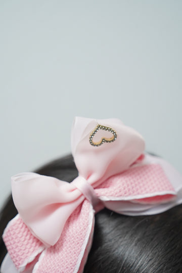 Bow Headband Textured Layers with Heart Charm