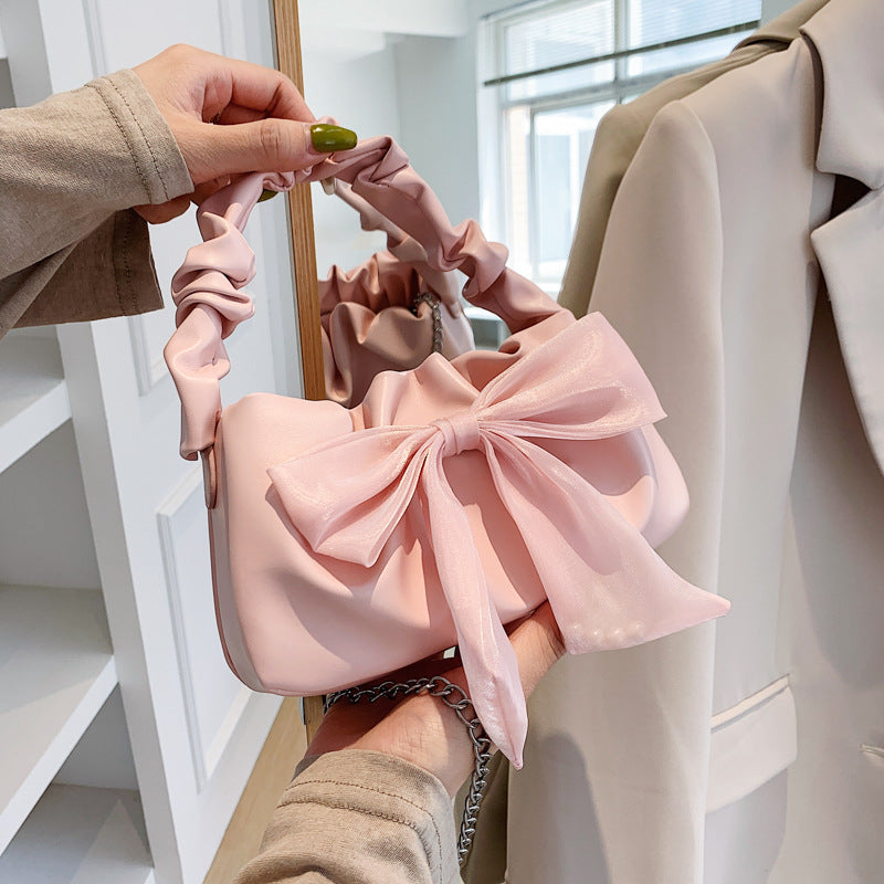 Blush Pink Bow Shoulder Bag