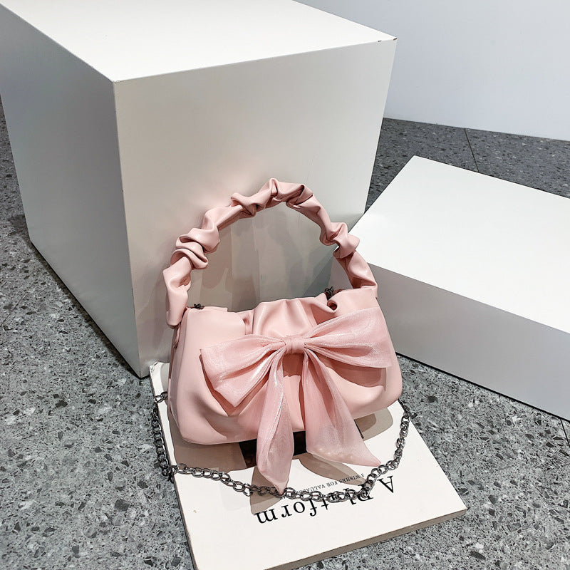 Blush Pink Bow Shoulder Bag