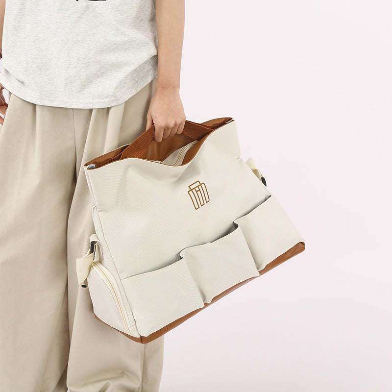 Cream Utility Sling Bag – Aesthetic Multi-Pocket Shoulder Bag