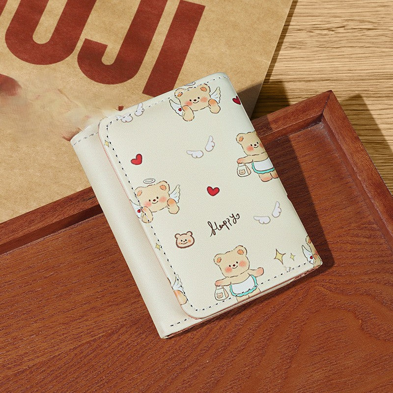 Cute Angel Teddy Mini Wallet – Kawaii Gen-Z Card & Coin Wallet