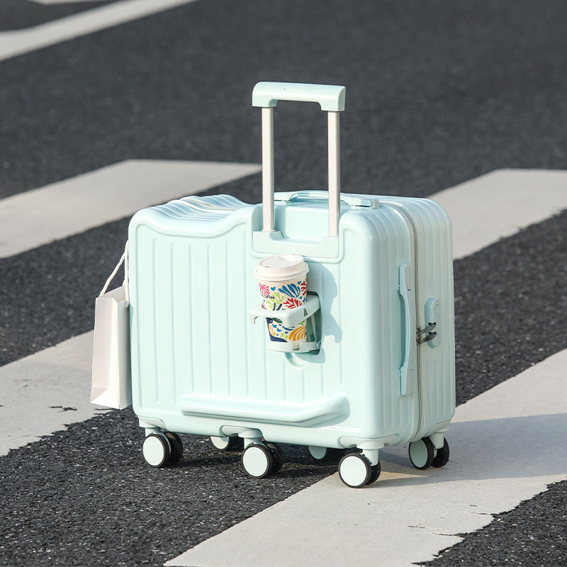 Pastel Mint Cabin Luggage with Cup Holder – Cute Carry-On Trolley