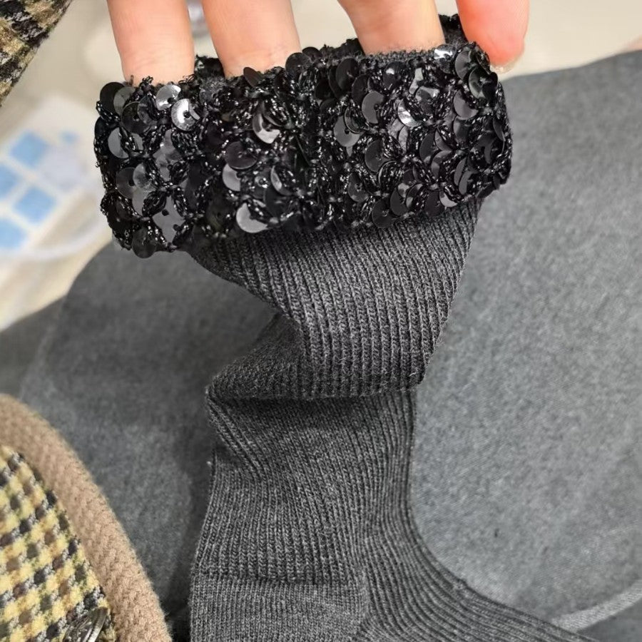 Cozy Knit Lace Girls Socks Set