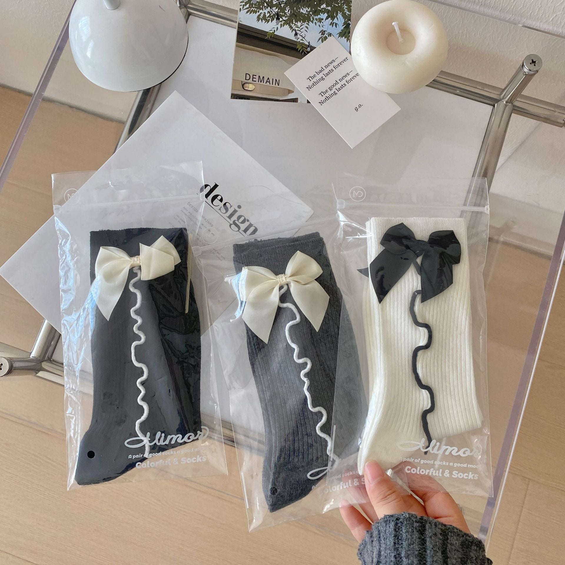 Vintage Ribbon Girls Crew Socks Set