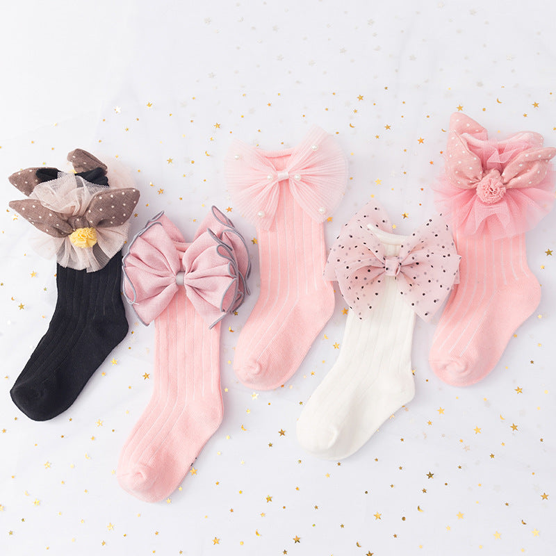 Black Pink Bow Kids Socks Pack