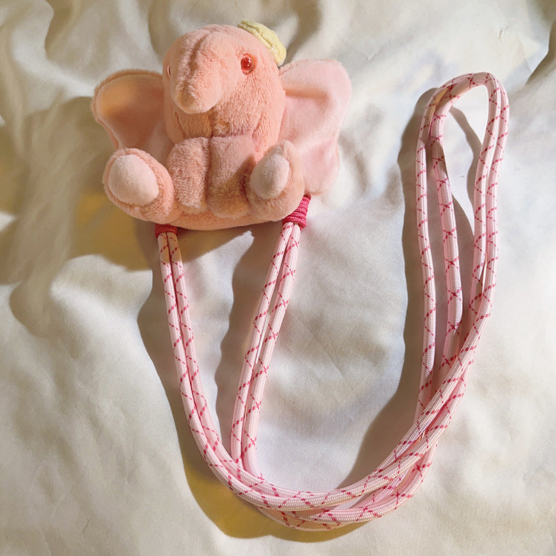 Cute Plush Pink Elephant Crossbody Phone Lanyard Sling