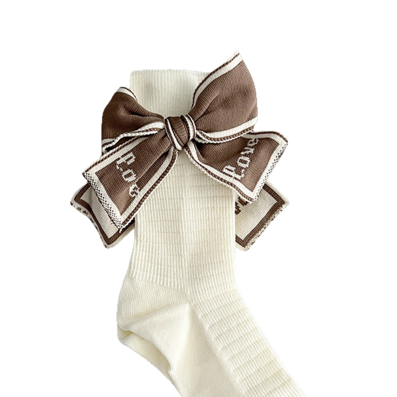 Black White Contrast Bow Text Socks