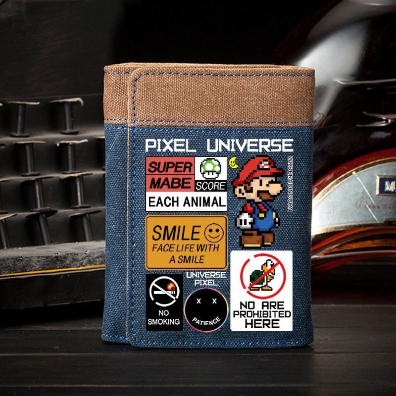 Pixel Universe Retro Gamer Denim Wallet