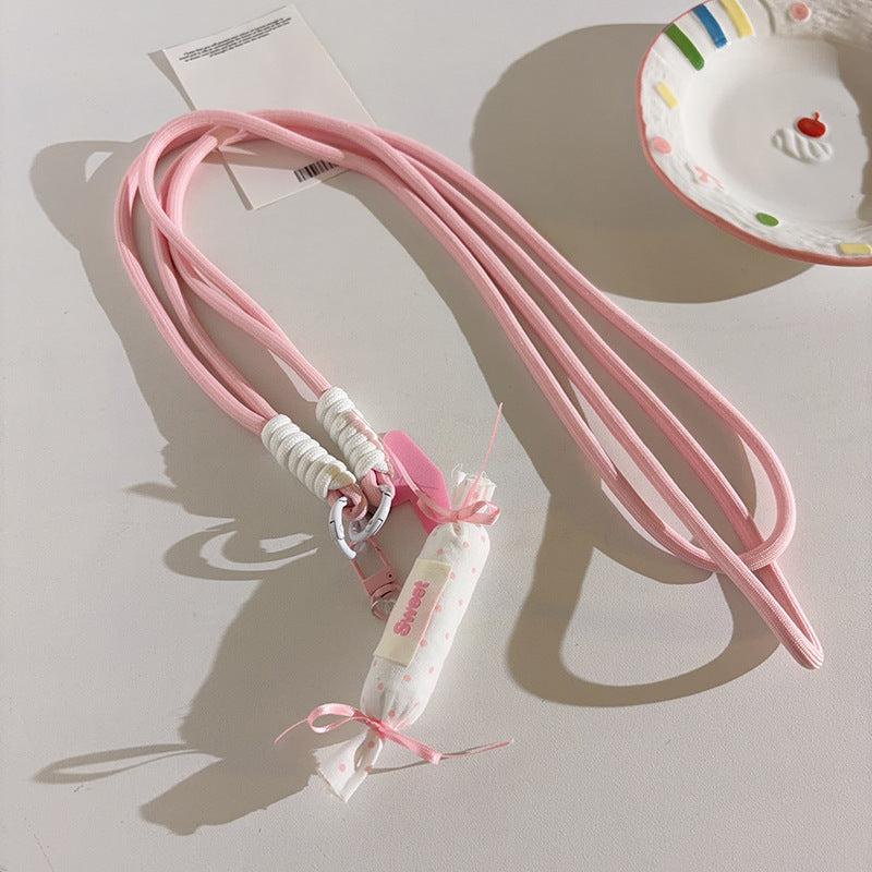 Candy Wrapper Pastel Pink Crossbody Phone Lanyard Sling