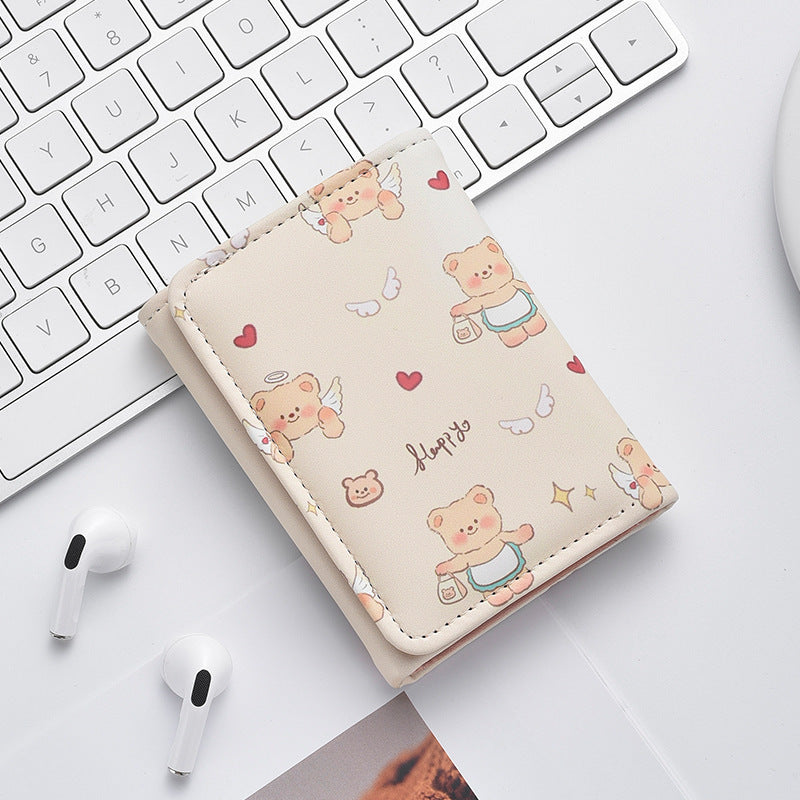 Cute Angel Teddy Mini Wallet – Kawaii Gen-Z Card & Coin Wallet