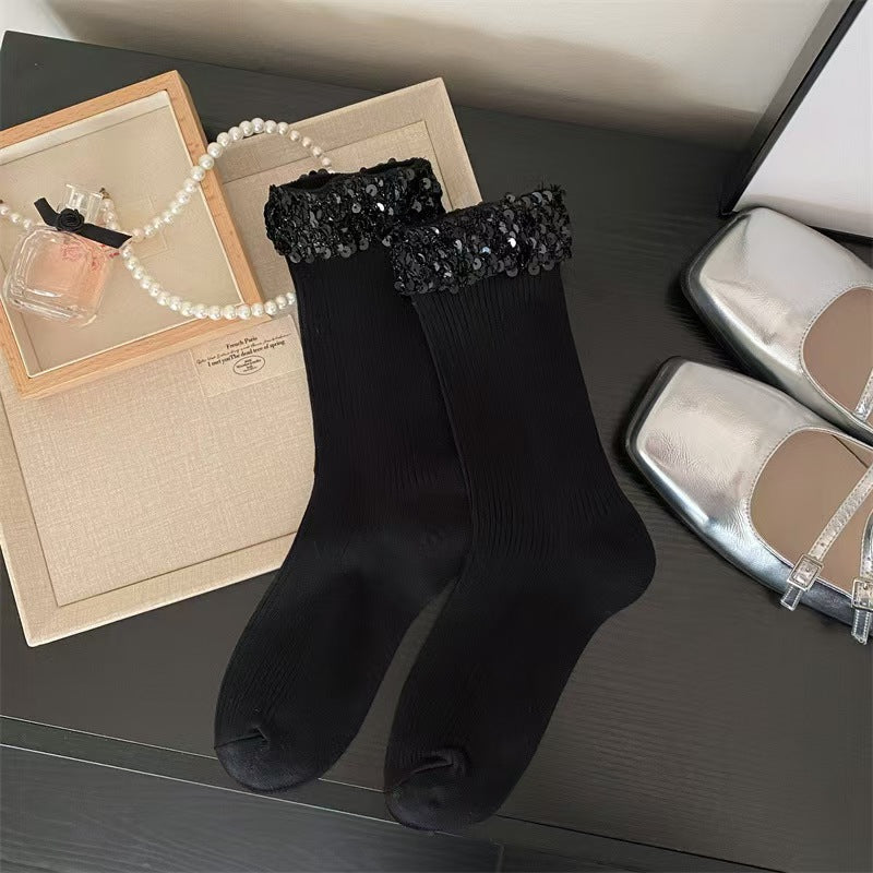 Cozy Knit Lace Girls Socks Set