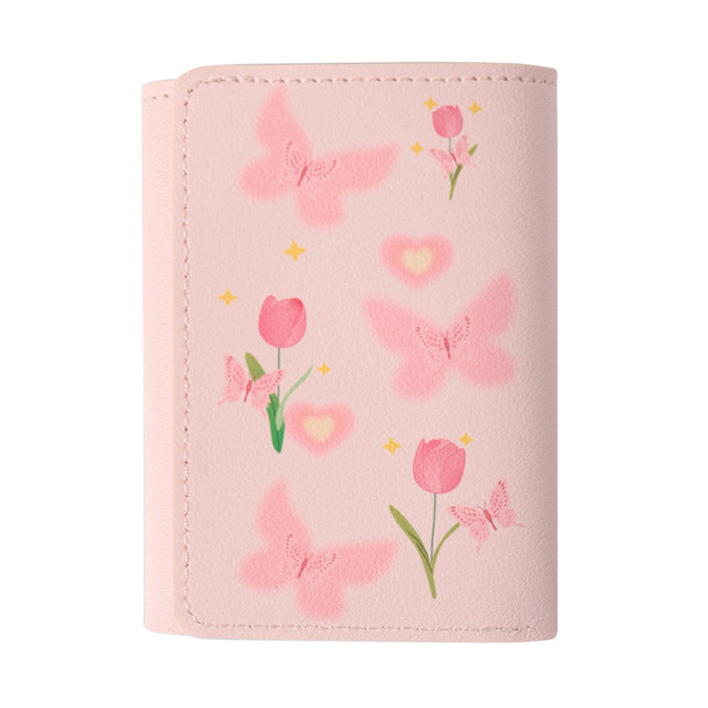 Butterfly Aesthetic Mini Wallet – Cute Pink Card Holder