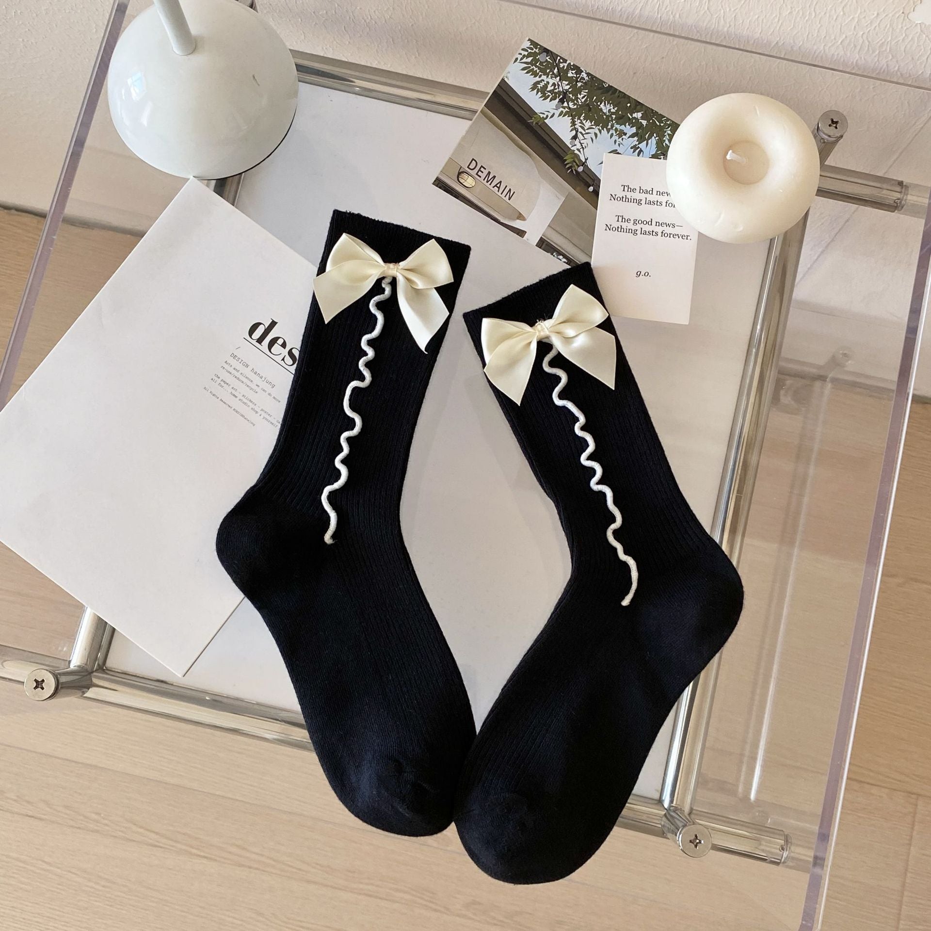 Vintage Ribbon Girls Crew Socks Set