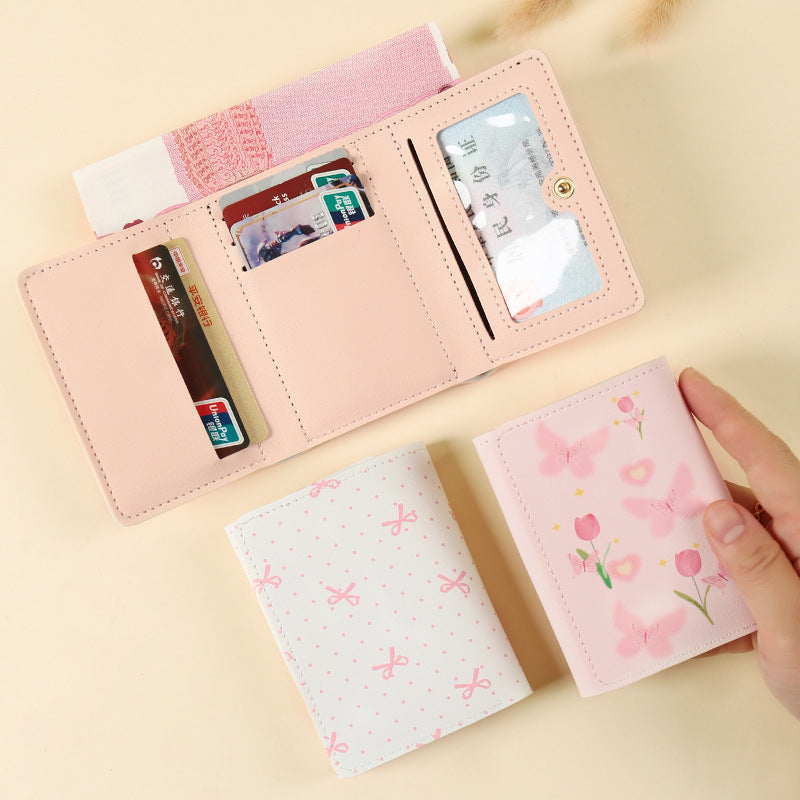 Butterfly Aesthetic Mini Wallet – Cute Pink Card Holder