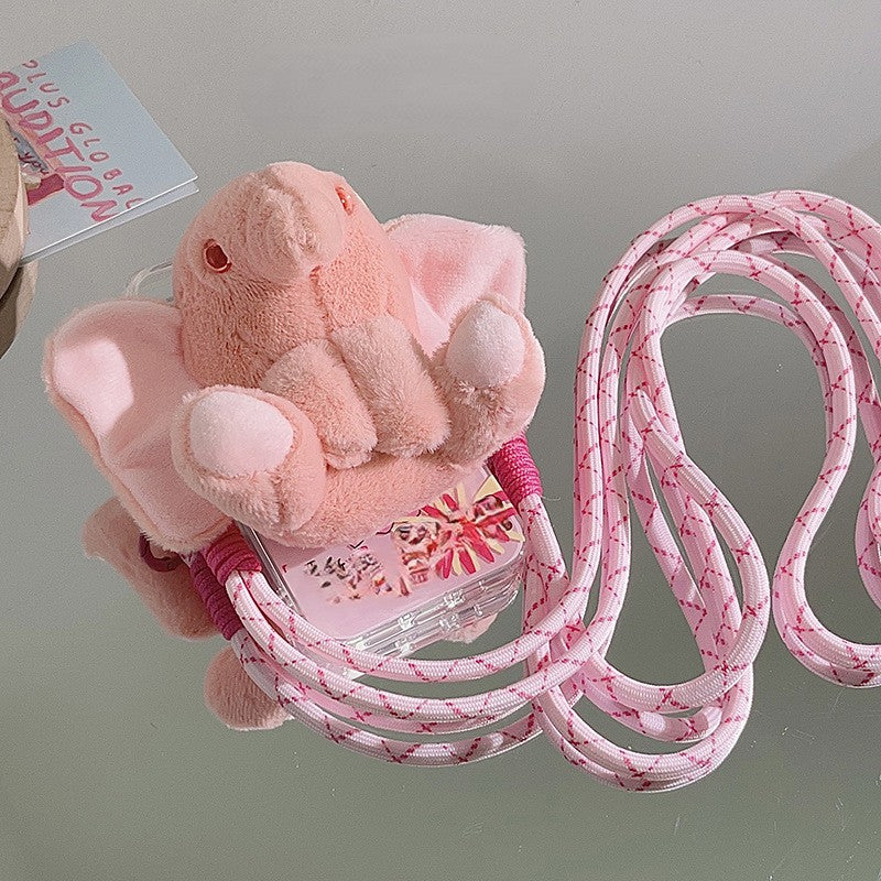 Cute Plush Pink Elephant Crossbody Phone Lanyard Sling