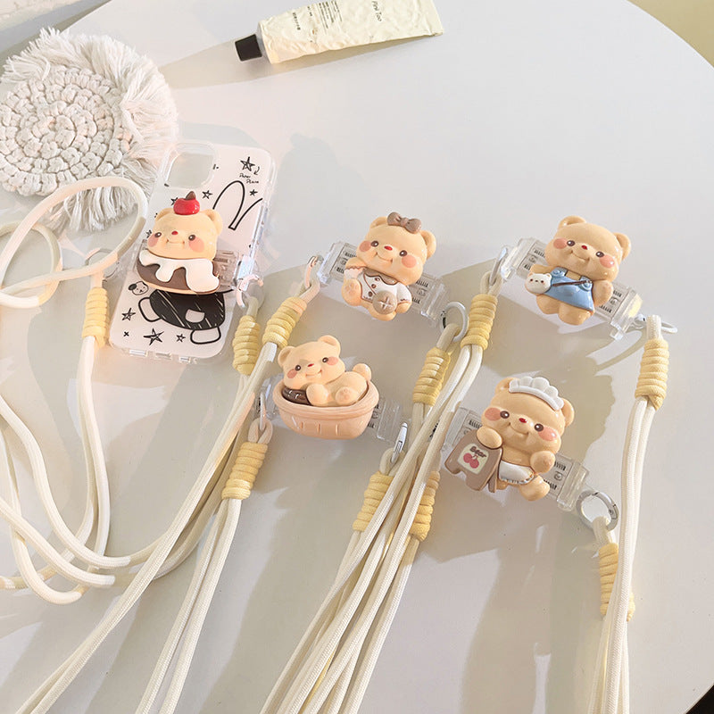 3D Cartoon Bear Dessert & Bath Crossbody Phone Lanyard Sling Collection