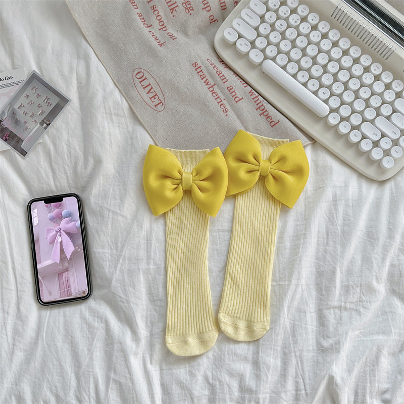 Pink Bow Knee-High Girls Socks Set