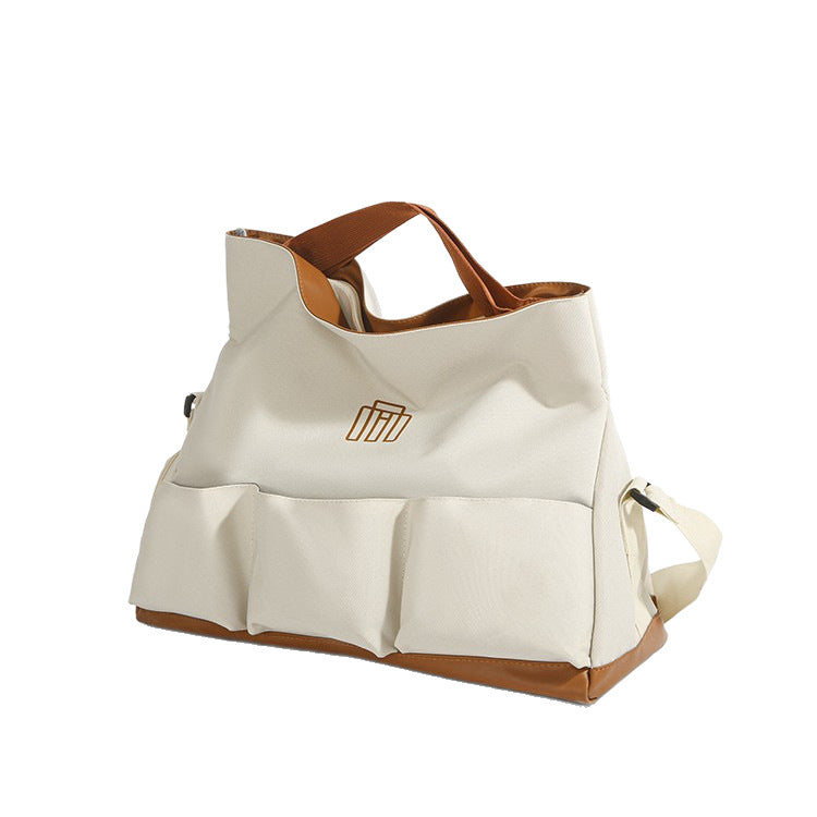 Cream Utility Sling Bag – Aesthetic Multi-Pocket Shoulder Bag