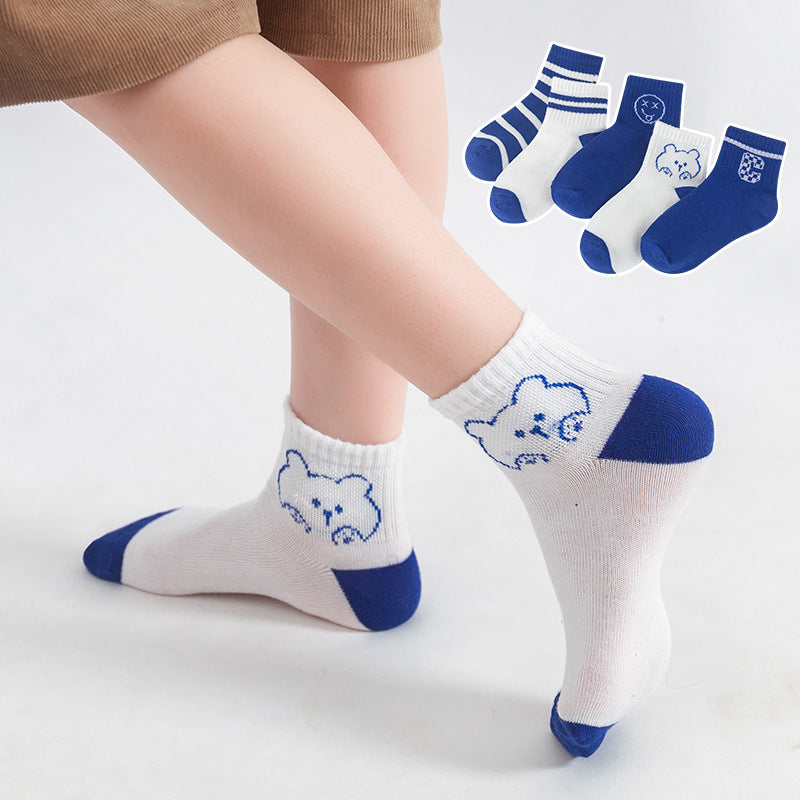 Blue Aesthetic Graphic Ankle Socks – GenZ Cute Pack (Set of 5)