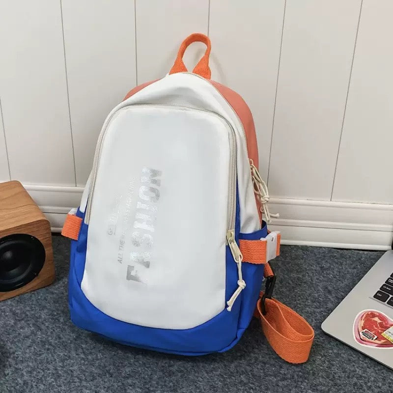 Peach & Sky Blue Colorblock Backpack