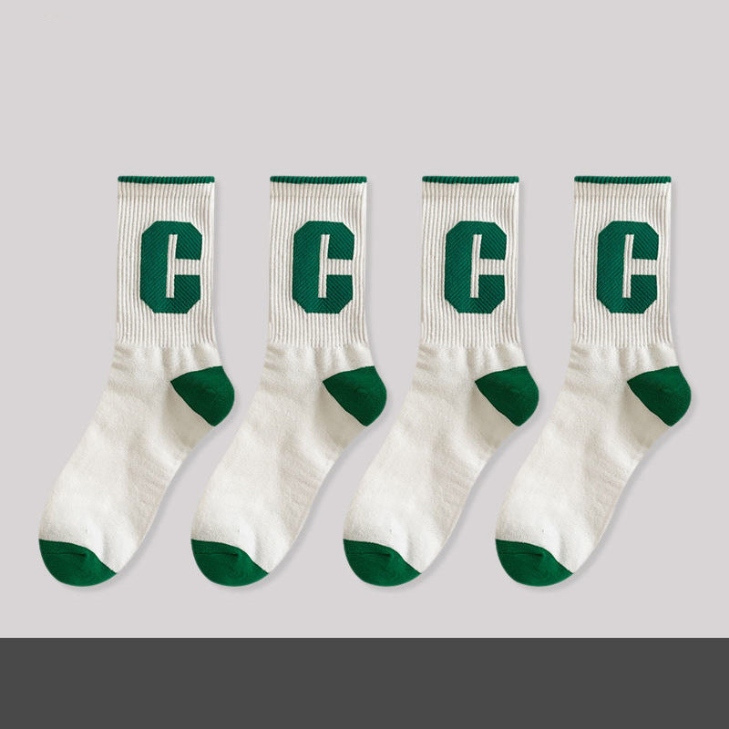 Varsity Vibe Green “C” Crew Socks