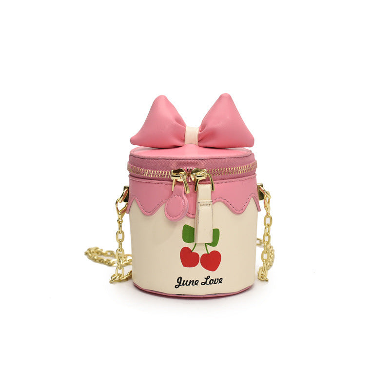 Cherry Bow Mini Bucket Bag – Cute Red & Cream Kawaii Sling