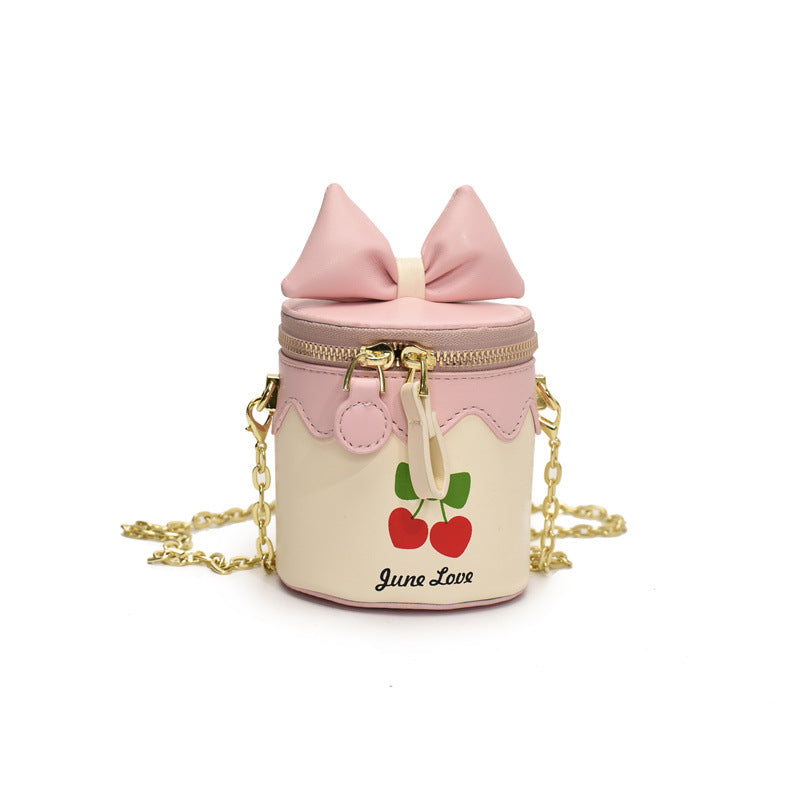 Cherry Bow Mini Bucket Bag – Cute Red & Cream Kawaii Sling