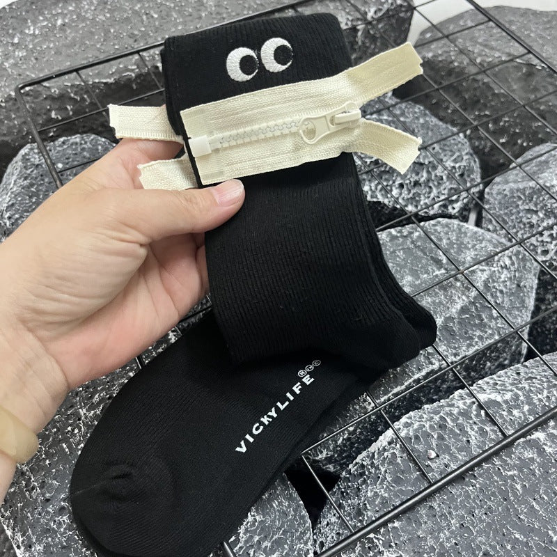 Zip-It Up Quirky Crew Socks – GenZ Streetwear Aesthetic