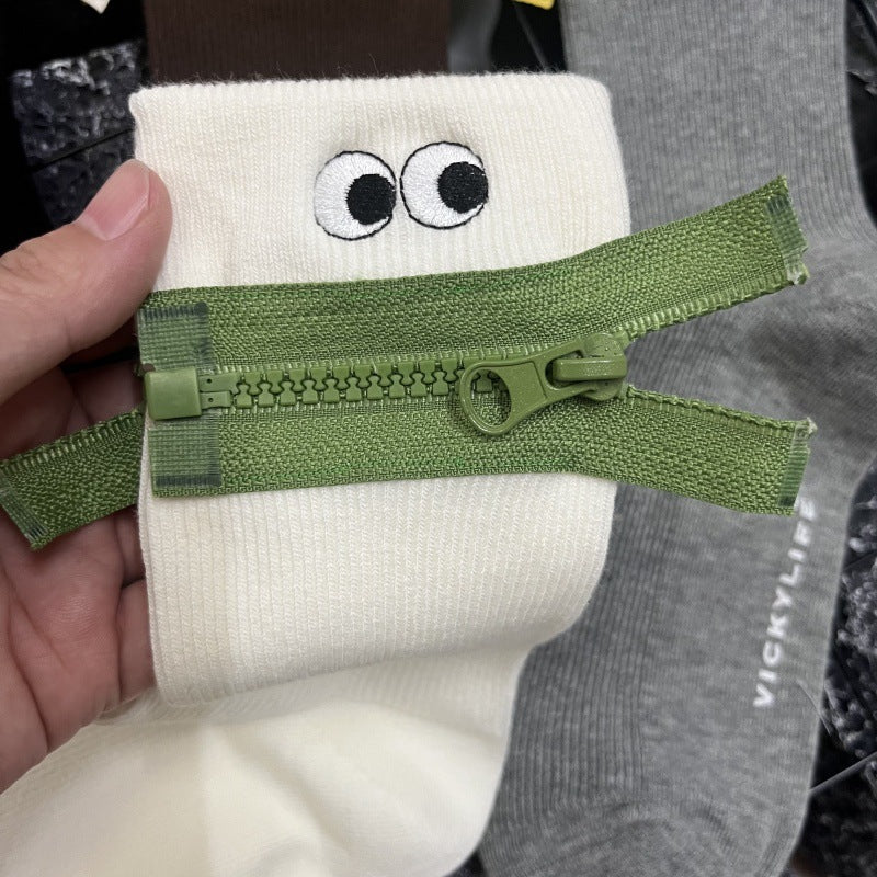 Zip-It Up Quirky Crew Socks – GenZ Streetwear Aesthetic