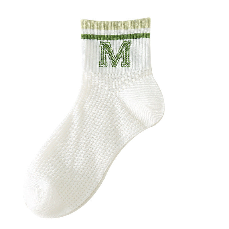 Green Varsity M Ribbed Crew Socks – Off White Aesthetic