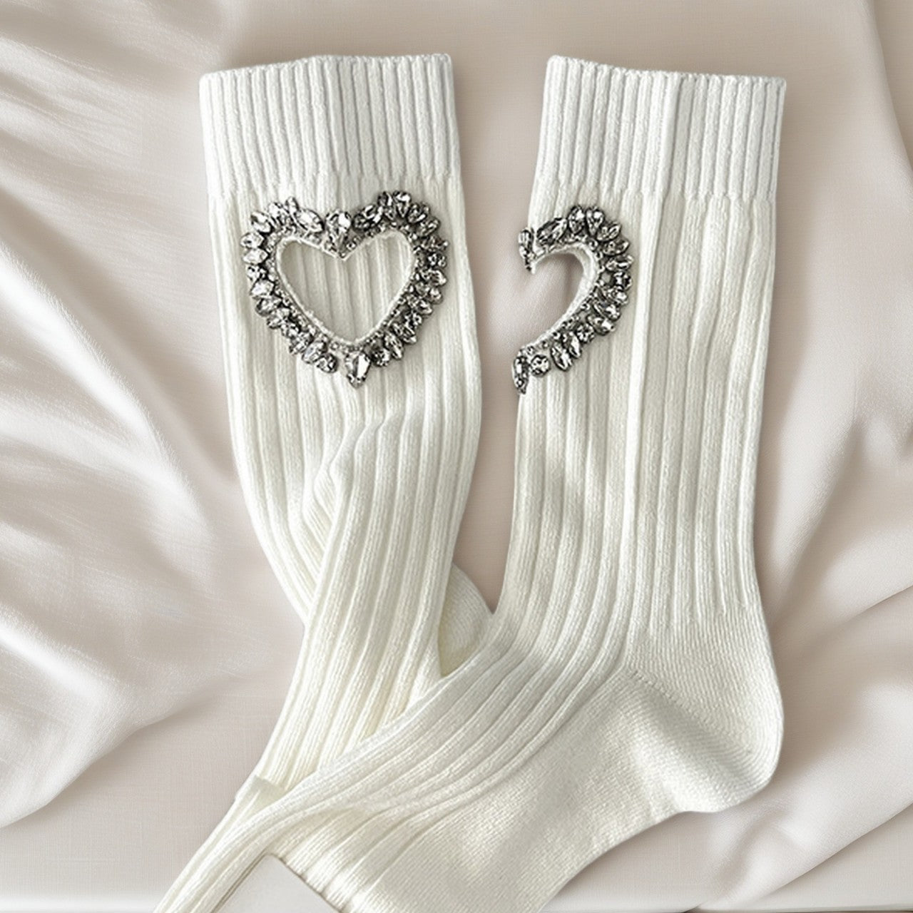 Girls Black Heart Pearl Embellished Ankle Socks