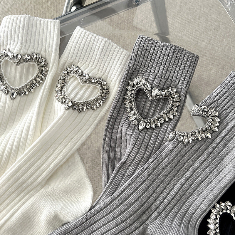 Girls Black Heart Pearl Embellished Ankle Socks