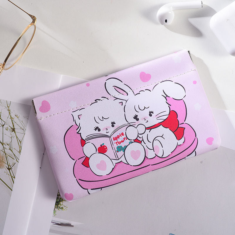 Kawaii Kitty Mini Pouch – Cute Cat Aesthetic Coin & Makeup Pouch (Rectangle)