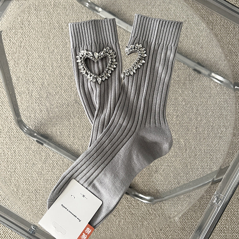 Girls Black Heart Pearl Embellished Ankle Socks