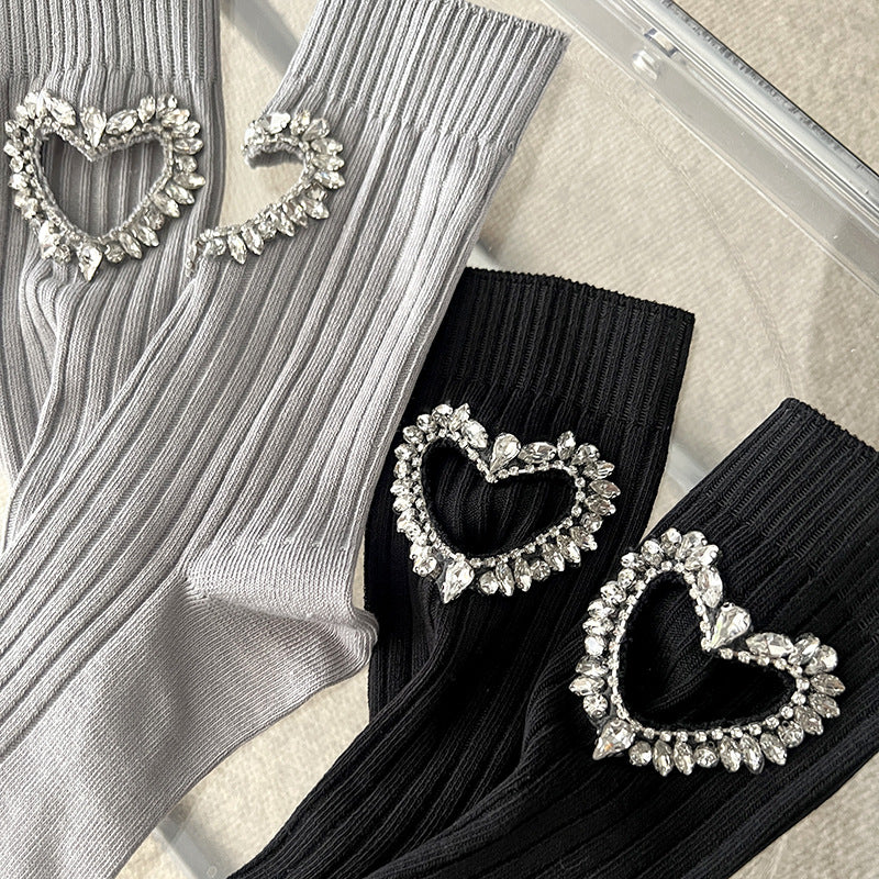 Girls Black Heart Pearl Embellished Ankle Socks