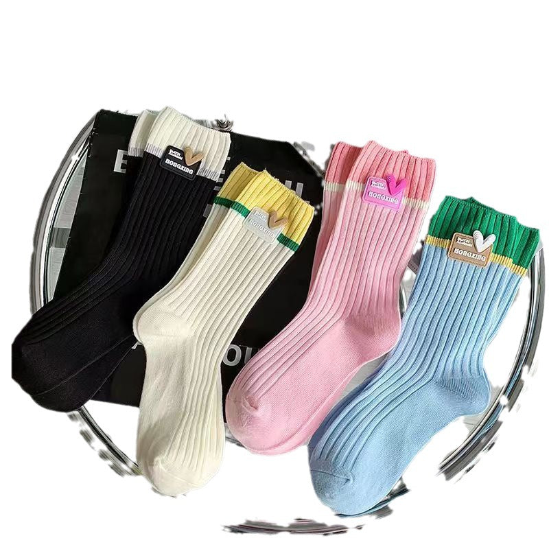 Classic Ribbed Colorblock Girls Socks Set
