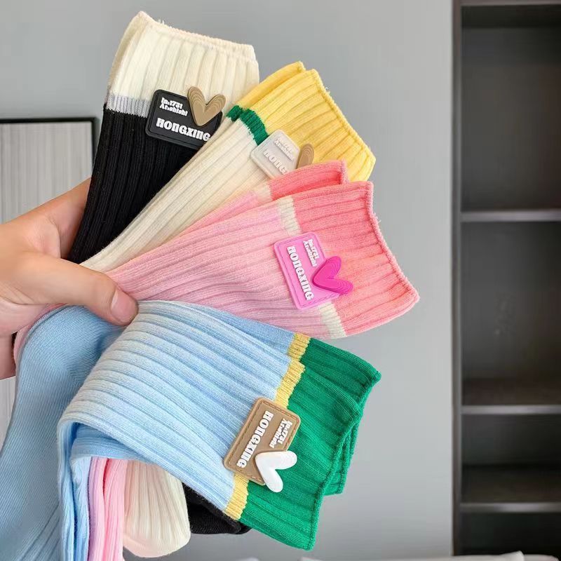 Classic Ribbed Colorblock Girls Socks Set