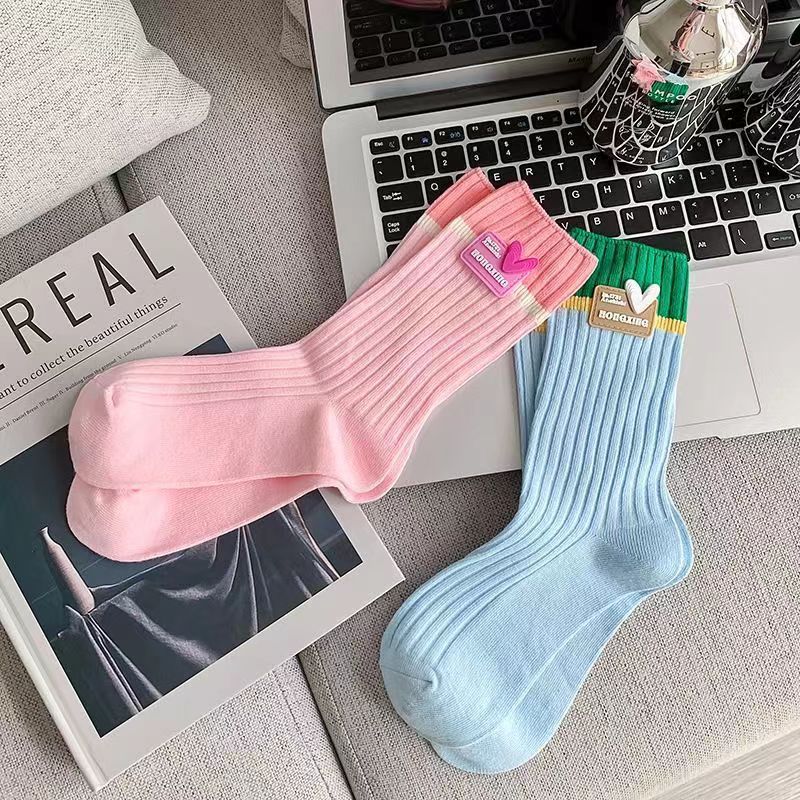 Classic Ribbed Colorblock Girls Socks Set