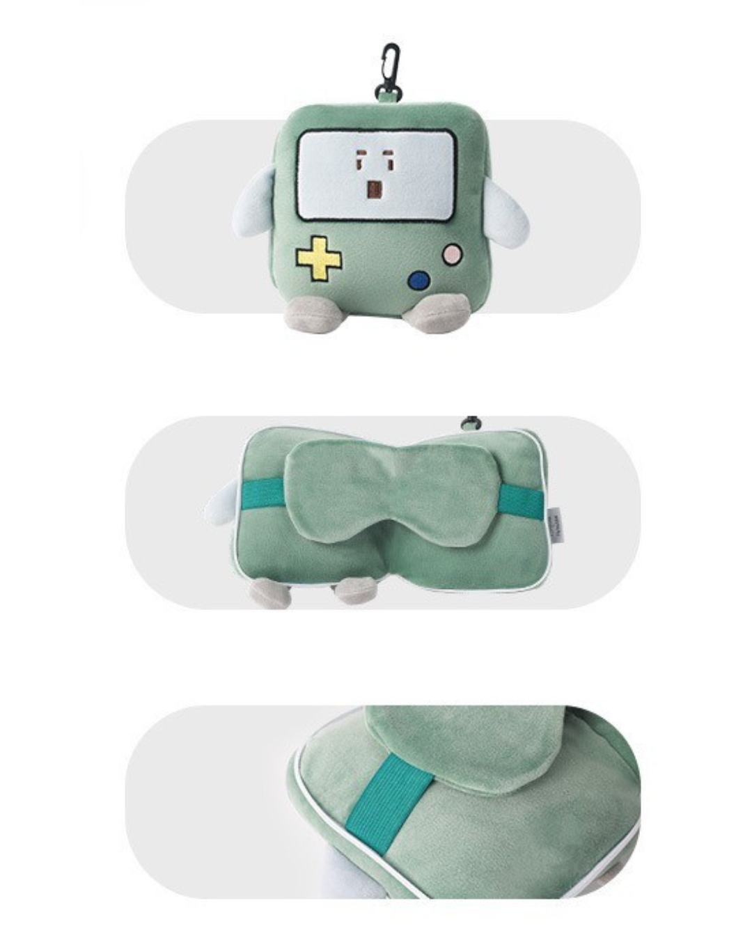 Cute Convertible Plush Travel Pillow with Eye Mask