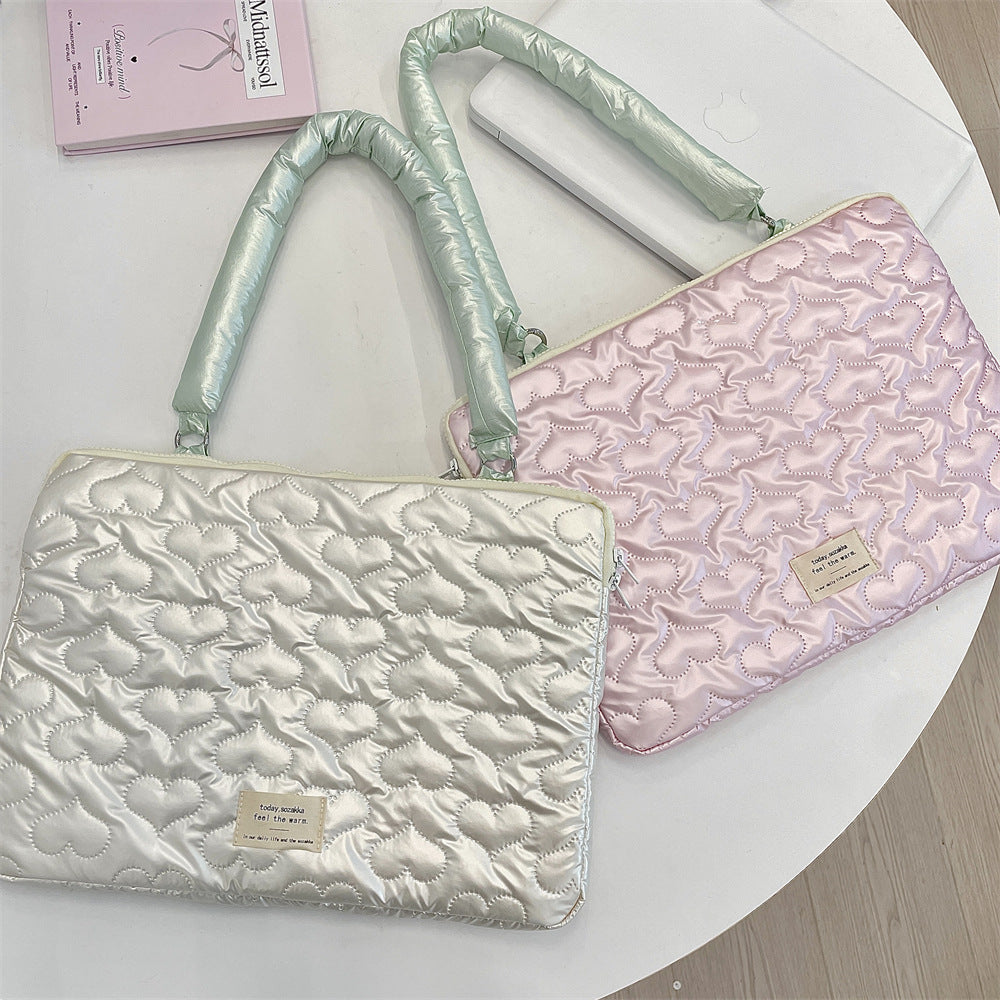 Pastel Bow Quilted Laptop Sleeve Bag