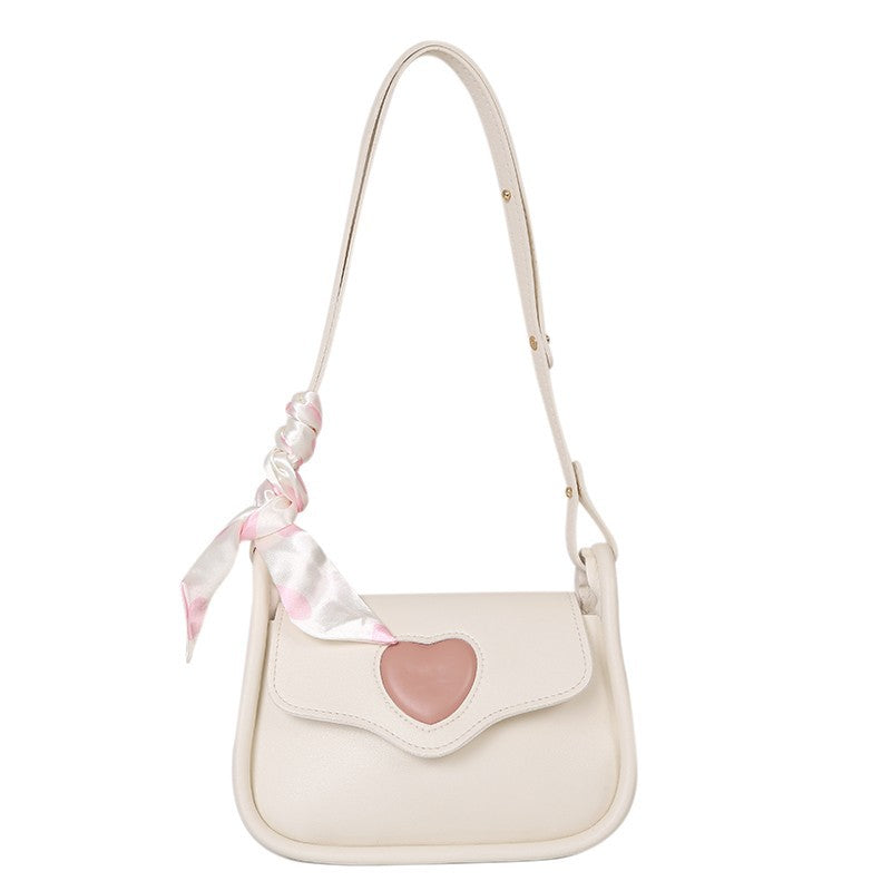Cream Heart Mini Shoulder Bag