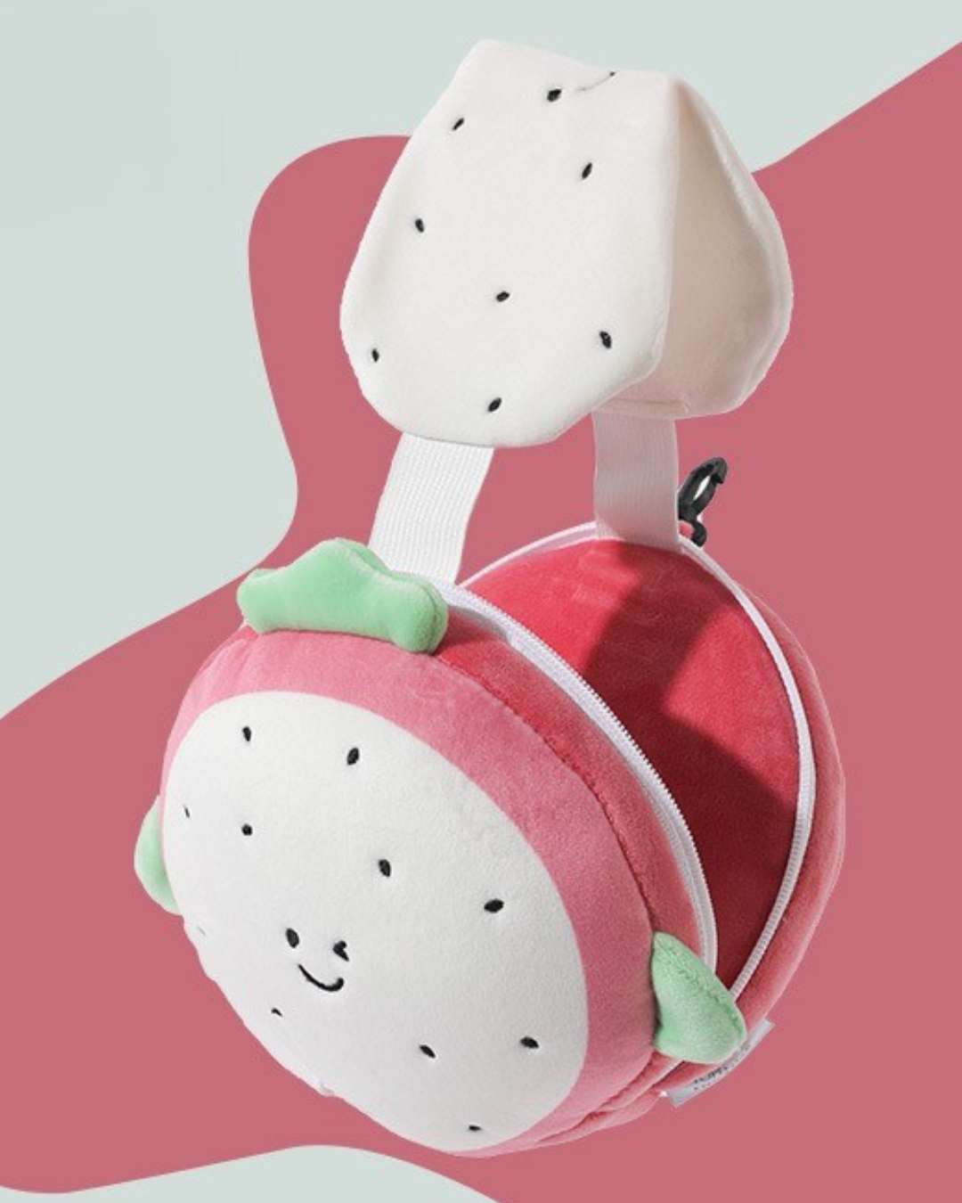 Cute Convertible Plush Travel Pillow with Eye Mask – Foldable Cartoon Neck Pillow