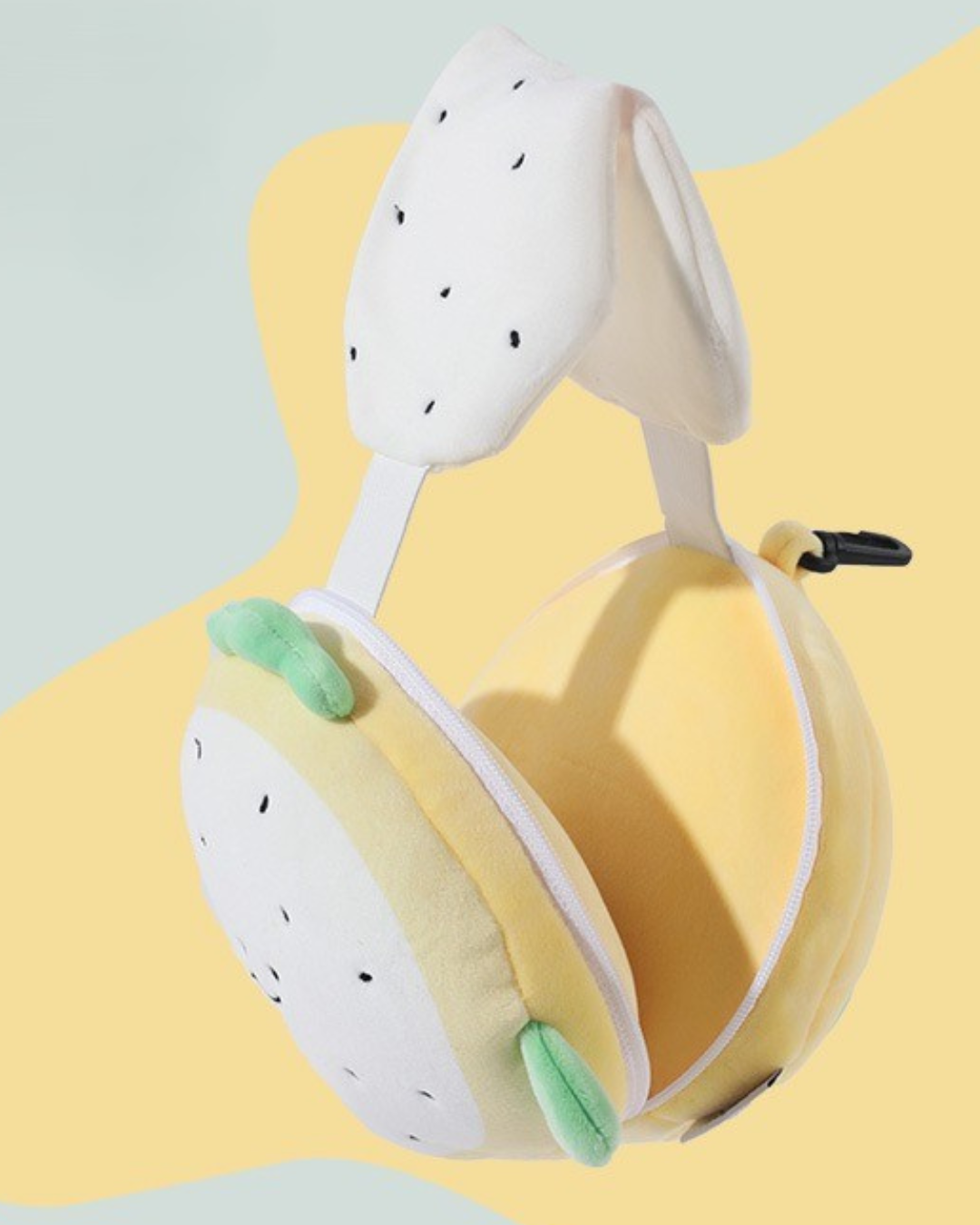 Cute Lemon Convertible Plush Travel Pillow with Eye Mask – Foldable Cartoon Neck Pillow for Trave