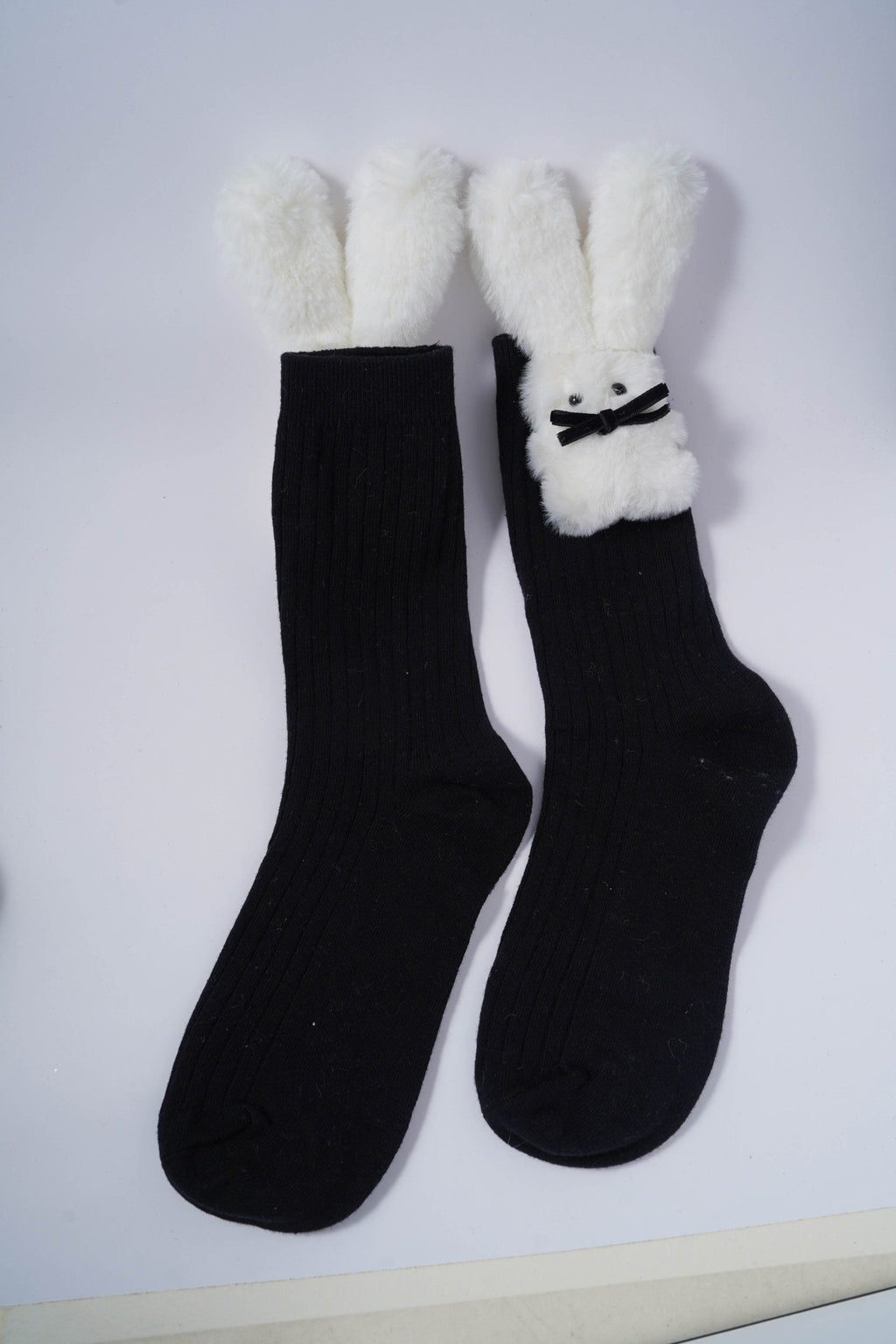 Socks with Plush White Bunny Ears