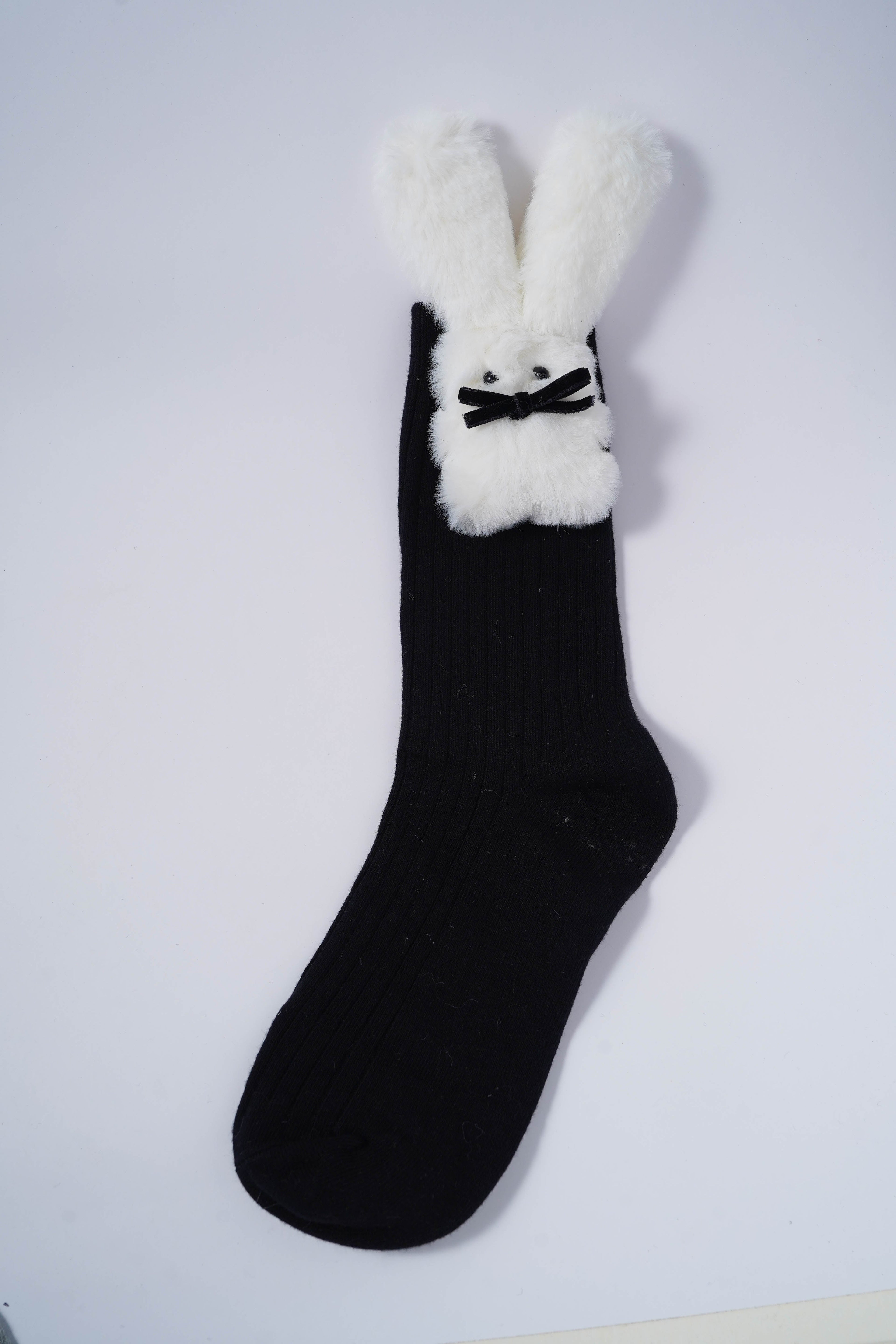 Socks with Plush White Bunny Ears